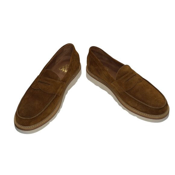 B&W Men’s Suede Penny Loafers Vibram Morflex Sole Size 11 Cognac Brown - Picture 3 of 14